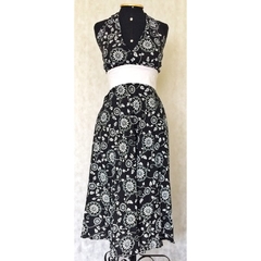 Vestido Midi Preto Estampa Floral - Casuale