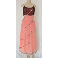 VESTIDO MIDI  RETO EM CREPE BORDADO- NANCY INDIA