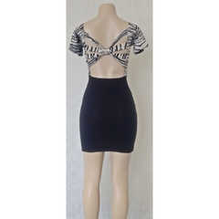 VESTIDO MINI  ANIMAL PRINT PRETO - BETO CONFECÇÕES