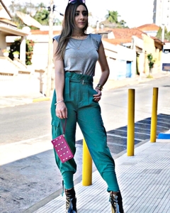 Calça cargo verde com cinto - Tam P