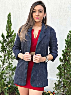 Máxi blazer risca de giz - Tam M - comprar online