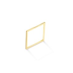 Anel quadrado de prata com banho de ouro, design moderno e geométrico, dourado