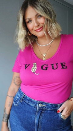 T-Shirt Casual Vogue - Fúcsia