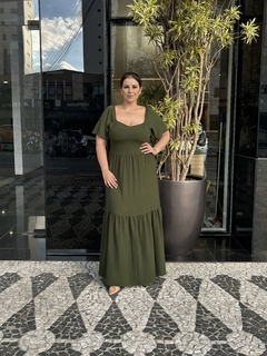 Vestido Longo Festa Cintia - Verde Militar - comprar online