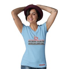 Camiseta Feminina Barolo Quero Ser Campeão - QESTILOS - Todos os estilos em um só lugar
