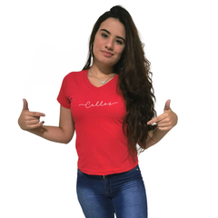 Camiseta Feminina Gola V Cellos Stretched Premium - QESTILOS - Todos os estilos em um só lugar