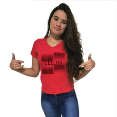 Camiseta Feminina Gola V Cellos Degradê Premium - QESTILOS - Todos os estilos em um só lugar
