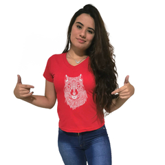 Camiseta Feminina Gola V Cellos Abstract Wolf Premium - QESTILOS - Todos os estilos em um só lugar
