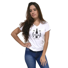 Camiseta Feminina Gola V Cellos Drink Premium - QESTILOS - Todos os estilos em um só lugar