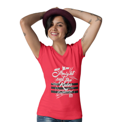 Camiseta Feminina Gola V Ezok Caution Sk8R - QESTILOS - Todos os estilos em um só lugar