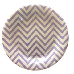 Plato de Papel Lila Chevron Pequeño x6 Unidades