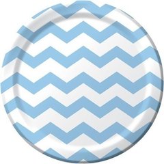 Plato Grande Chevron Azul Claro x 8 Unidades