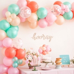 Party Kit Festones y Globos Coral, Durazno, Aguamarina, Rosado - Vix Party