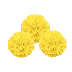 Mini Pompón Papel Seda Amarillo 10cms xunidad