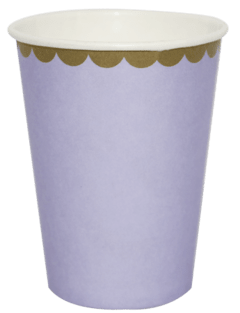 Vaso de Papel Lila con borde Dorado x8 unidades