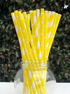 Pitillos de Papel Amarillo con Estrellitas x25 unidades - comprar online