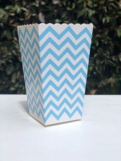 Caja Crispetera Azul Chevron x10 unidades