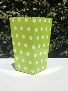 Caja Crispetera Verde con Puntos Blancos x10 unidades