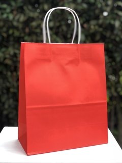 Bolsa de Papel Roja Mediana con Asas x3 unidades