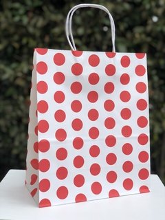 Bolsa de Papel Puntos Rojos Mediana con Asas x3 unidades