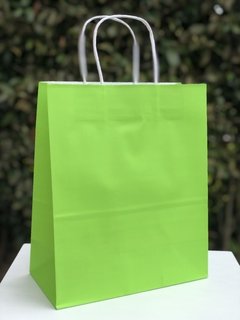 Bolsa de Papel Verde Mediana con Asas x3 unidades