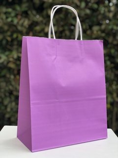 Bolsa de Papel Morado Mediana con Asas x3 unidades