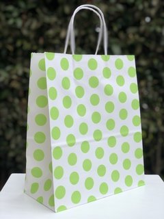 Bolsa de Papel Mediana con Asas Puntos Verdes x3 unidades