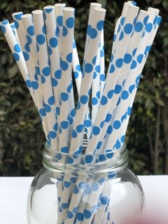 Pitillos de Papel Puntos Azules x25 unidades