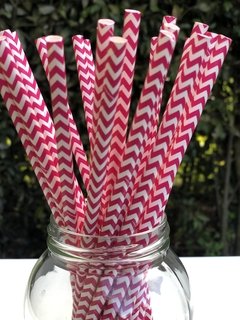 Pitillos de Papel Fucsia Chevron x25 unidades