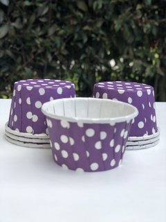 Capacillos Mini Morado con Puntos Blancos x8 unidades