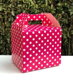 Caja Tipo Lonchera Fucsia con Puntos Blancos x10 unidades - comprar online