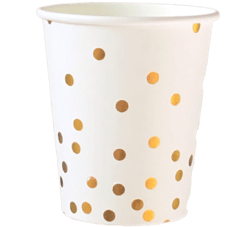 Vaso de Papel Blanco con Puntos Dorados x10 unidades