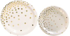 Kit Plato Grande y Plato Pequeño Blanco con Puntos Dorados x20 unidades - comprar online