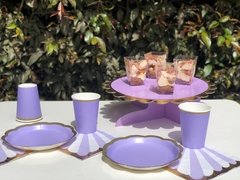 Vaso de Papel Lila con borde Dorado x8 unidades - comprar online