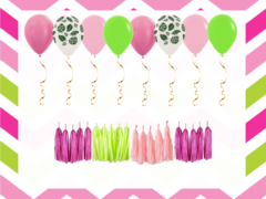 Party Kit Festones y Globos Fucsia, Rosado, Verde, Hojas en internet