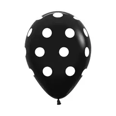 Globo R12 Polka Blanco Negro Infinity Sempertex x4