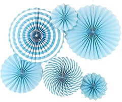 Abanicos de Papel Azules x6 unidades