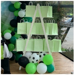 Bolsa de Papel Mediana con Asas Verde Chevron x3 unidades - comprar online