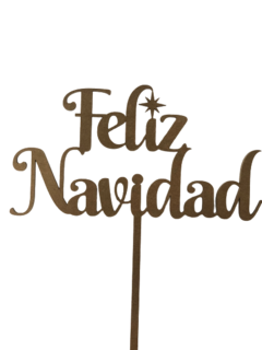 Cake Topper Dorado "Feliz Navidad"