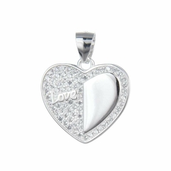 P614 -Dije Corazon Love con cubics, Plata 925