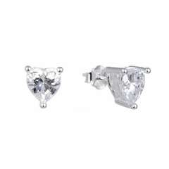 P753 - Aros corazon con cubics, Plata 925