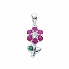 P623 -Dije Flor con cubics, Plata 925