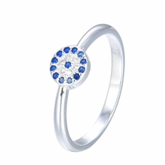 P1362 - Anillo Ojo Turco con cubics, Plata 925