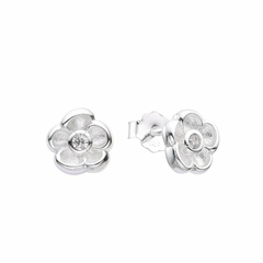 P849 - Aros de Flor con cubics, Plata 925.