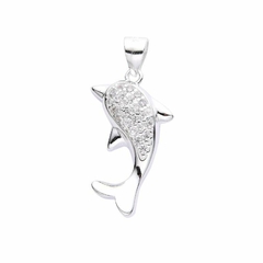 P628 - Dije Delfin con cubics, Plata 925