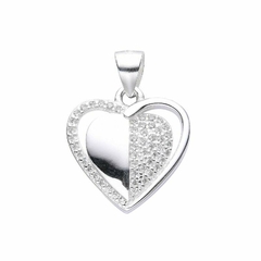 P682 - Dije corazon con cubics, Plata 925