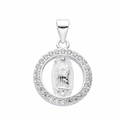 P886 - Dije Virgen de Guadalupe con cubics, Plata 925