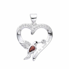 P1064 - Dije Corazon y Colibri con cubics, Plata 925.