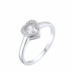 P1368 - Anillo Corazon con cubics, Plata 925