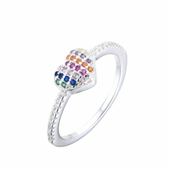 P1352 - Anillo Corazon con cubics, Plata 925